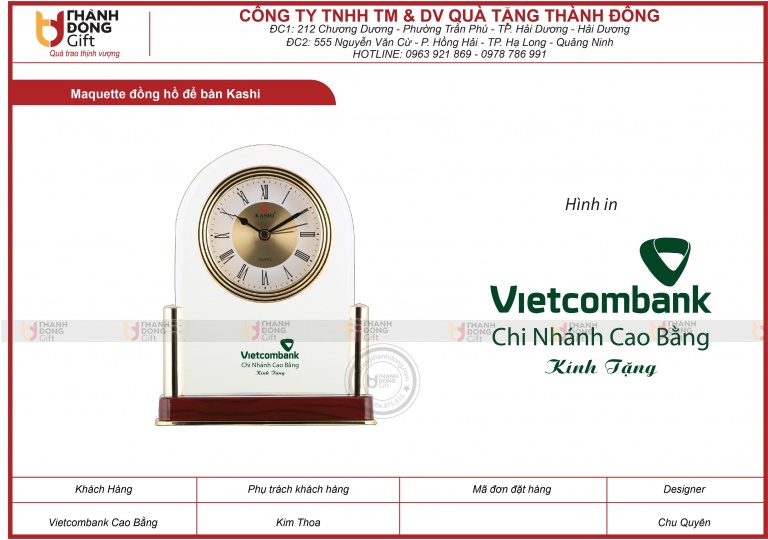 Đồng hồ để bàn Kashi - VIETCOMBANK chi nhánh CAO BẰNG