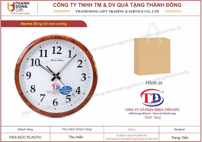 Đồng hồ treo tường - Công ty nhựa Tiến Đức