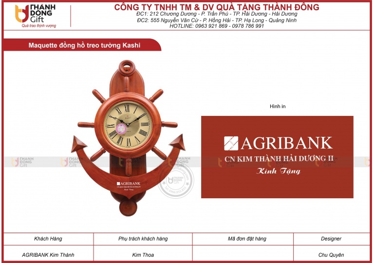 Đồng hồ treo tường Kashi - AGRIBANK chi nhánh KIM THÀNH - HẢI DƯƠNG II