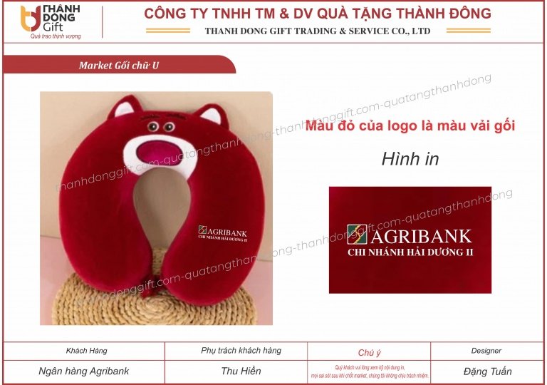 Gối chữ U quà tặng trẻ em 1/6 - Agribank chi nhánh Hải Dương II