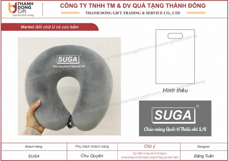Gối chữ U quà tặng trẻ em 1/6 - Suga Bắc Ninh