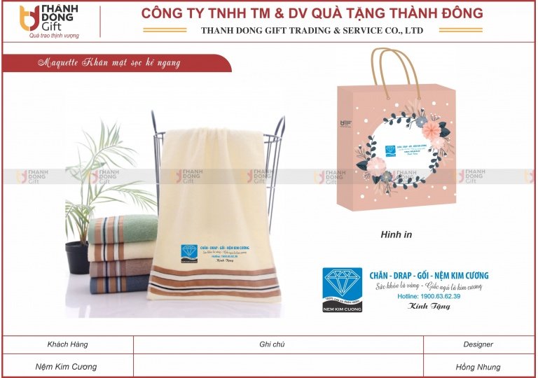 Khăn mặt sọc kẻ ngang - Nệm Kim Cương