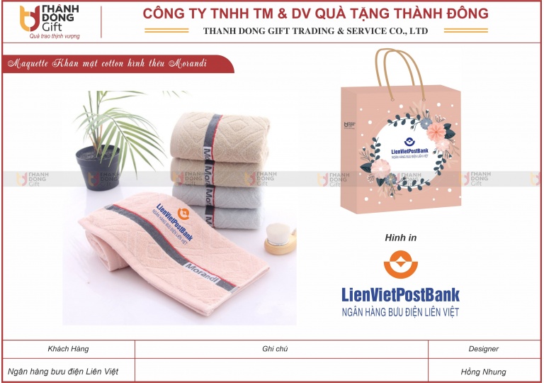Khăn mặt cotton - Ngân hàng bưu điện Liên Việt