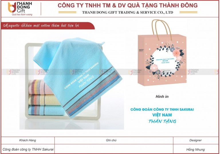 Khăn mặt cotton - Công đoàn công ty TNHH Sakurai