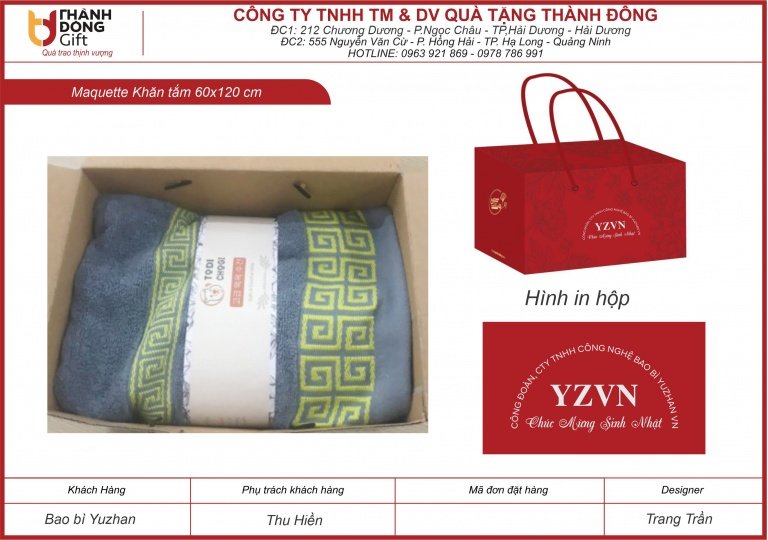 Khăn tắm màu xám - Bao bì Yuzhan