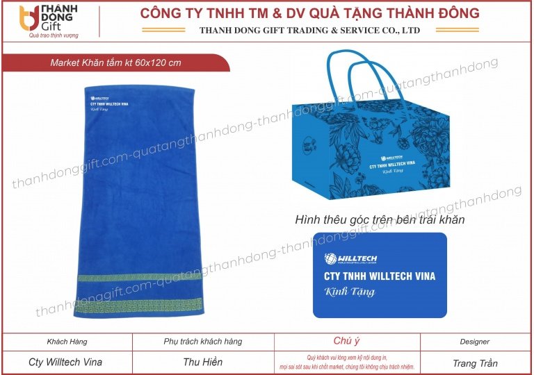 Khăn tắm màu xanh - Willtech vina
