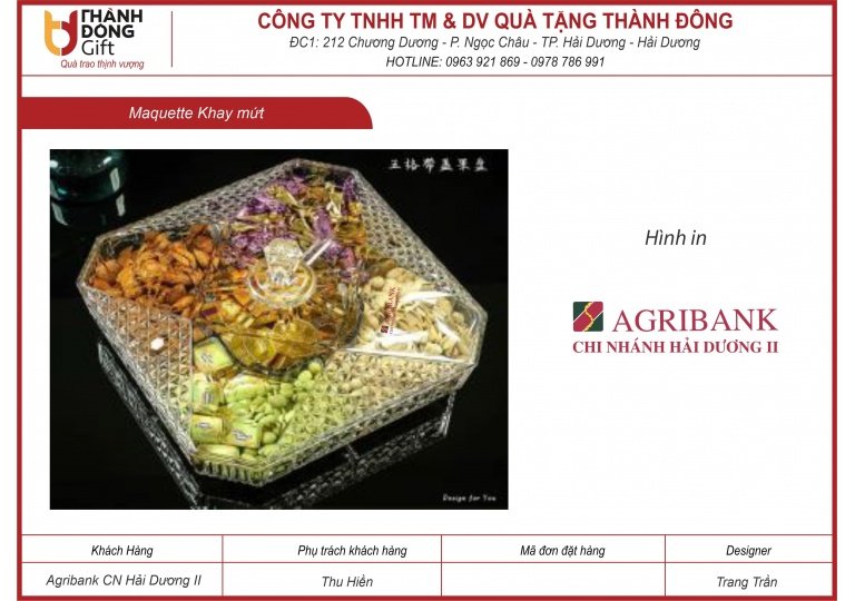 Khay mứt nhựa trong suốt - Agribank chi nhánh Hải Dương 2