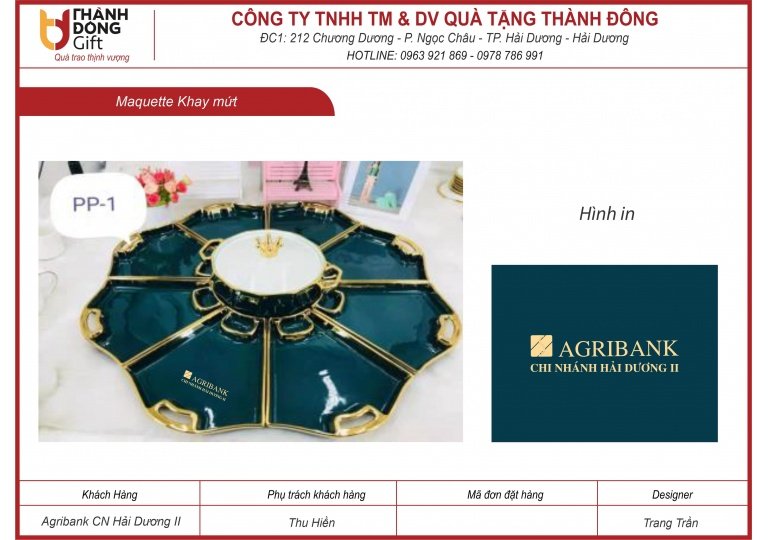 khay mứt sứ men xanh viền vàng - agribank chi nhánh hải dương 2