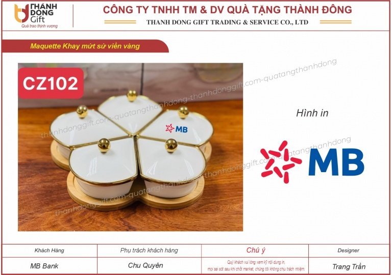 khay mứt sứ viền vàng - mb bank