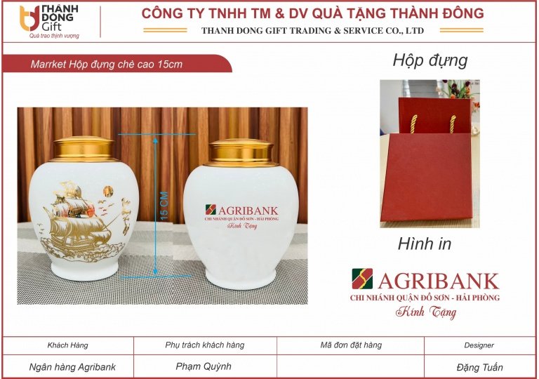 Lọ chè sứ Bát Tràng - Agribank Đồ Sơn