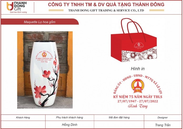 lọ hoa bát tràng - quà tặng kỷ niệm ngày thương binh liệt sĩ xã lê lợi