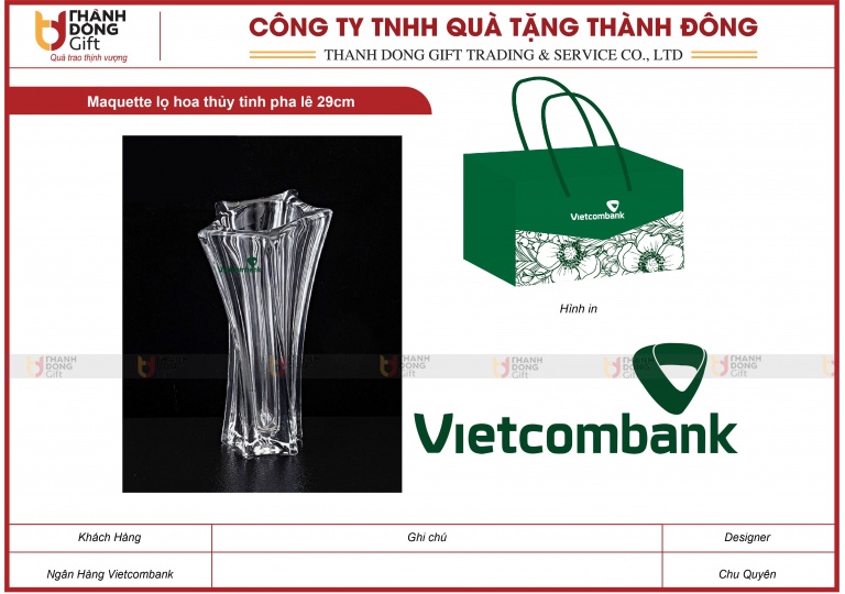 Lọ Hoa Thủy Tinh Pha Lê 29cm - Vietcombank