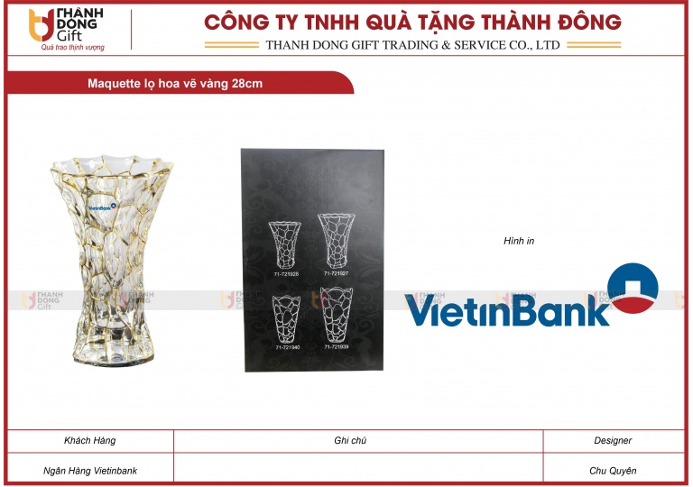 Lọ Hoa Vẽ Vàng 28cm - Ngân Hàng Vietinbank
