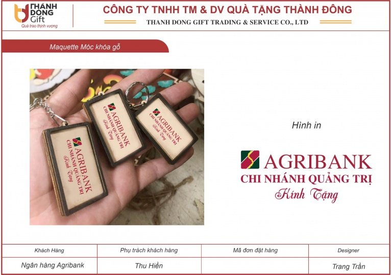 Móc khóa gỗ - Agribank Quàng Trị