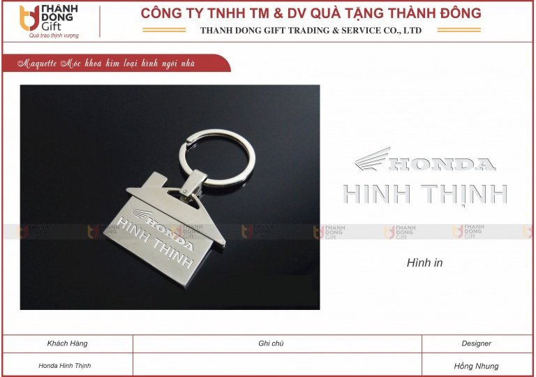 Móc Khoá Kim Loại Hình Ngôi Nhà - Honda Hinh Thịnh