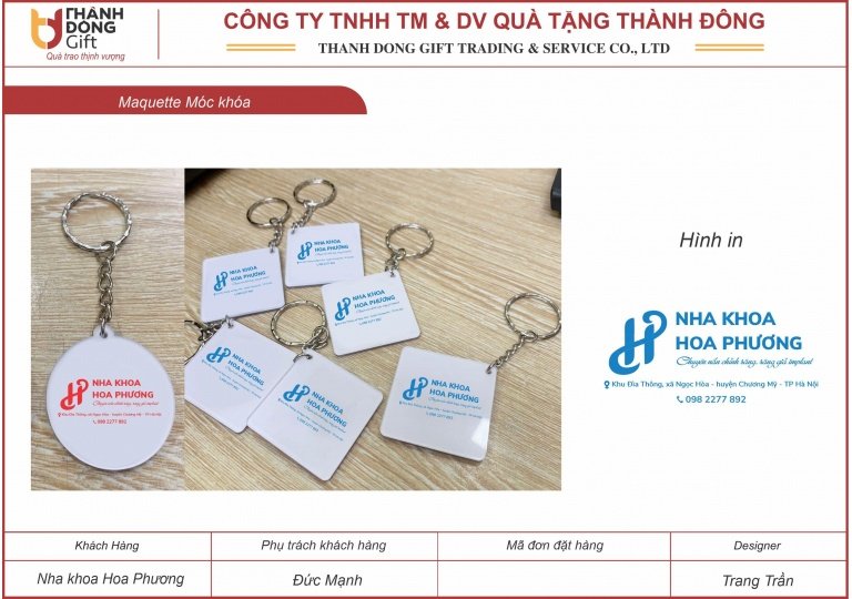 Móc khóa nhựa - Nha khoa Hoa Phương