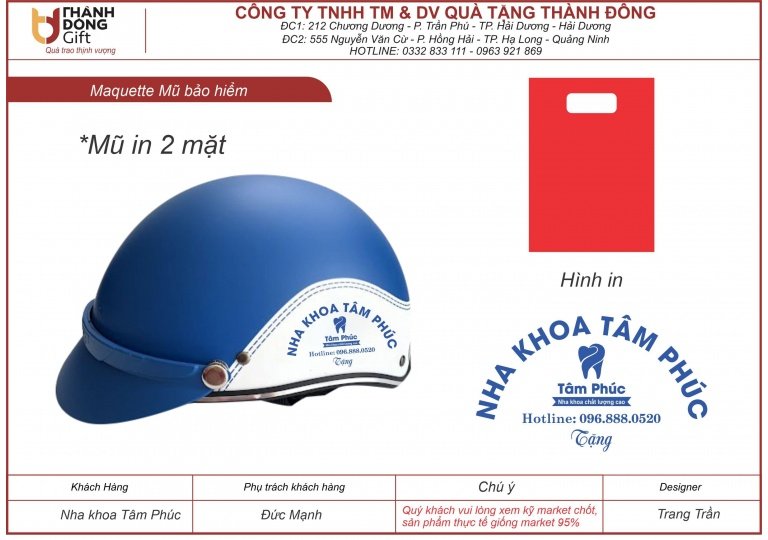 Mũ bảo hiểm nửa đầu - Nha khoa Tâm Phúc