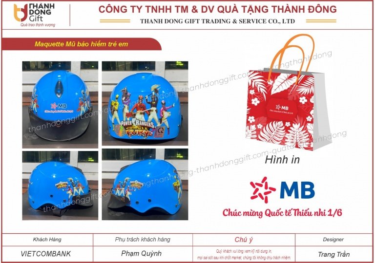 Mũ bảo hiểm trẻ em quà tặng 1/6 - MB Bank