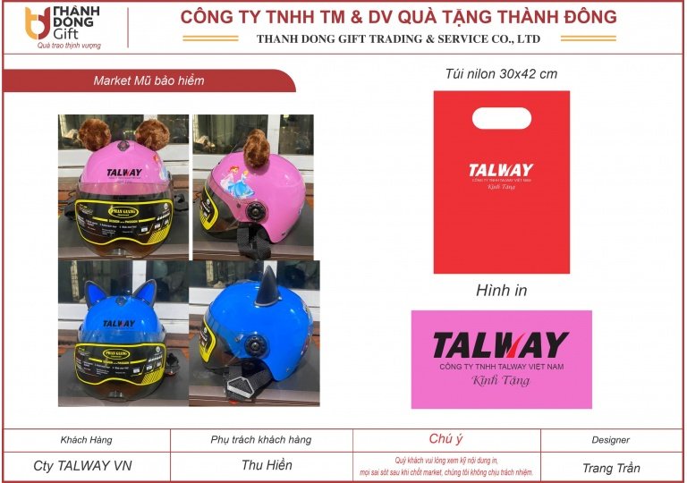 Mũ bảo hiểm trẻ em quà tặng 1/6 - Talway