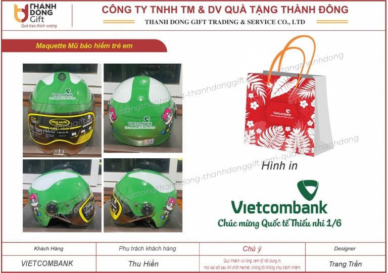 Mũ bảo hiểm trẻ em quà tặng 1/6 - Vietcombank