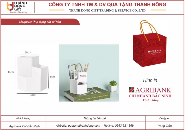 Ống Nhựa Đựng Bút Để Bàn - Agribank CN Bắc Ninh