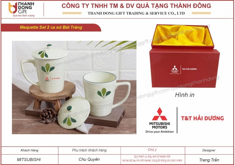 Set 2 ca sứ Bát Tràng có nắp - Mitsubishi T&T Hải Dương