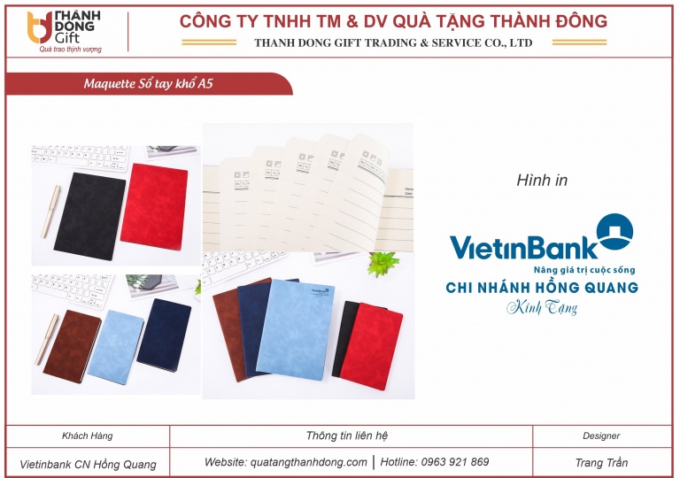 Sổ Tay A5 - Vietinbank Chi Nhánh Hồng Quang